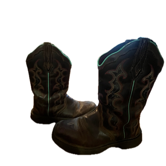 Justin Gypsy Raya GY2900 Western Cowgirl Boots Teal Stitch Size 10 - Picture 4 of 6